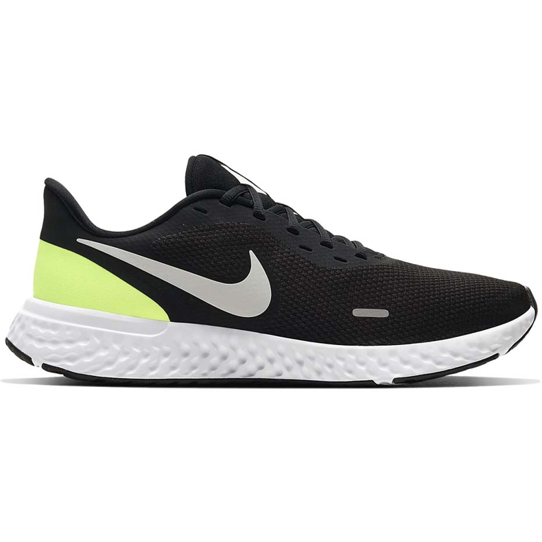Tênis de corrida masculino Nike Revolution 5 preto e verde BQ3204 010 branco