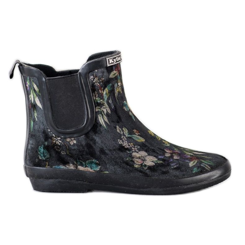 Kylie Wellies de camurça com flores preto