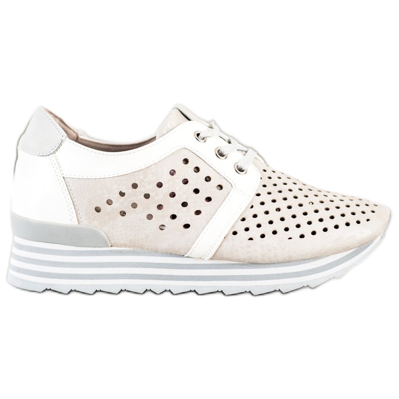 Aclys Tênis Openwork bege branco cinza Aclys Tênis Openwork bege branco cinza