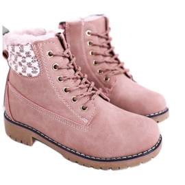 Apawwa Trappers de botas infantis com isolamento de pele Pink Forest rosa