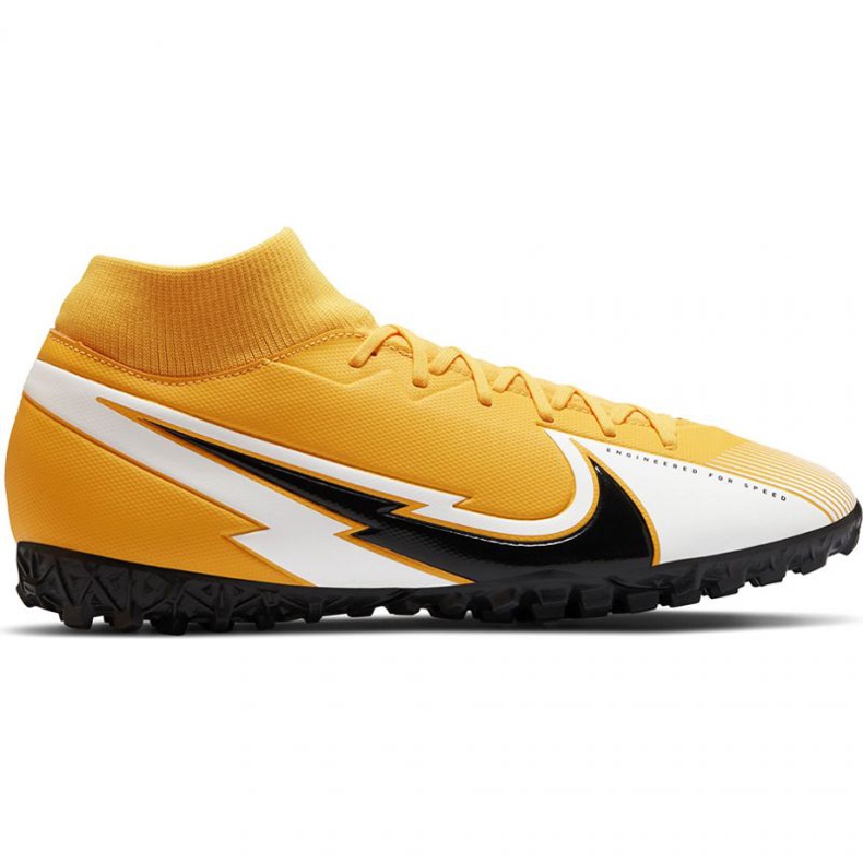 Chuteira Nike Mercurial Superfly 7 Academy Tf M AT7978 801 preto, amarelo, branco amarelos