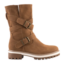 Super Mode Botas altas com fivela marrom