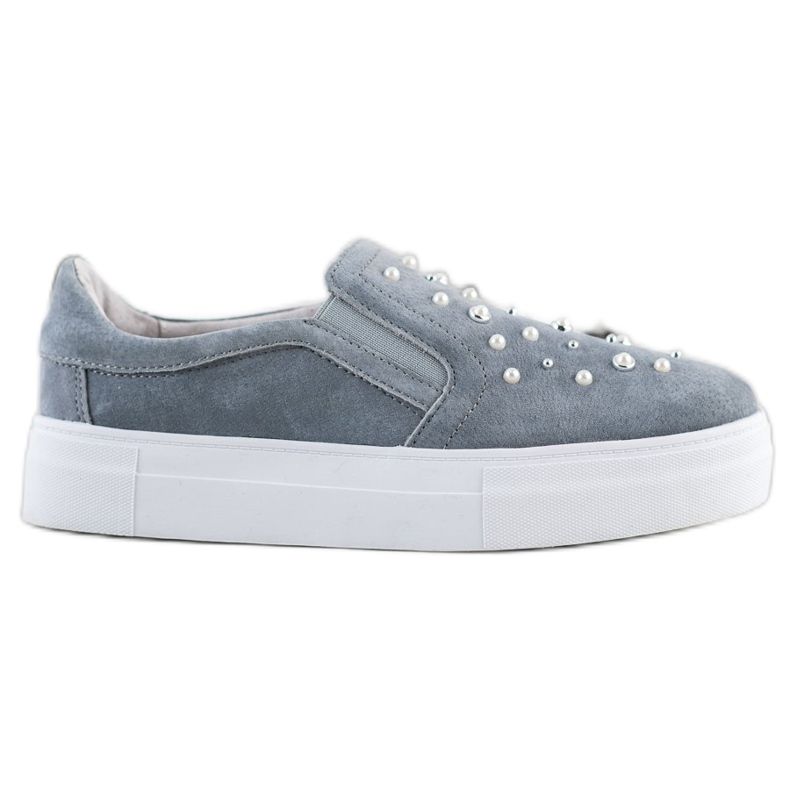 Filippo Slipons de couro com pérolas cinza Filippo Slipons de couro com pérolas cinza