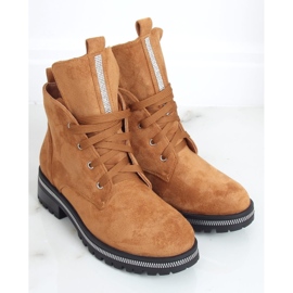 Botas femininas com cordões marrons NC1035 Camel marrom