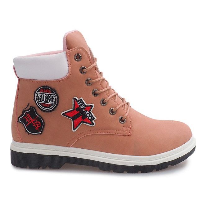 Botas de madeira isoladas SJ1679-6 rosa branco