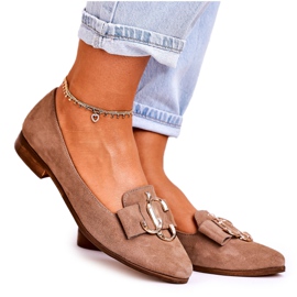 Nicole Mocassins de camurça feminino Bailarinas Marrom claro Mary-Jane castanho