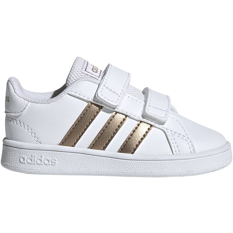 Sapatos infantis Adidas Grand Court I branco e ouro EF0116 dourado