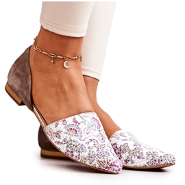 Bailarinas elegantes de couro com flores Laura Messi 1110 branco Bailarinas elegantes de couro com flores Laura Messi 1110 branco