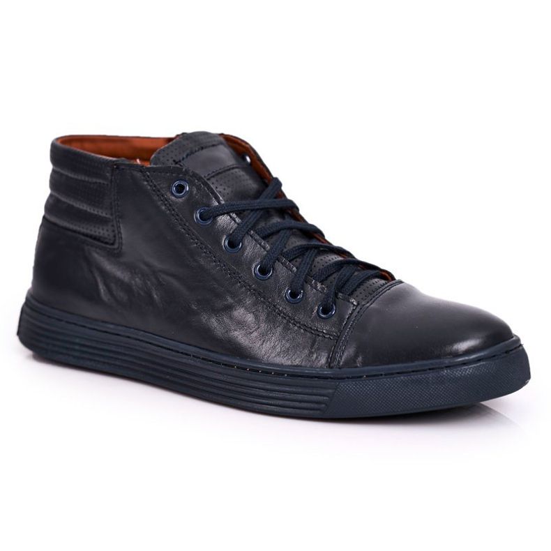 Bednarek Polish Shoes Sapatos de couro masculino tênis Bednarek azul marinho