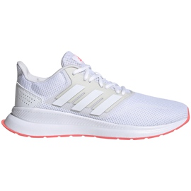 Tênis de corrida feminino adidas Runfalcon branco, bege e laranja FW5142
