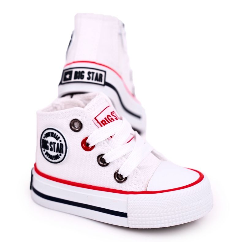 Tênis alto infantil com zíper Big Star HH374187 branco
