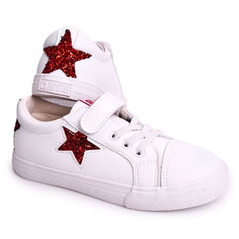 Tênis de couro infantil com estrela Big Star DD374102 branco