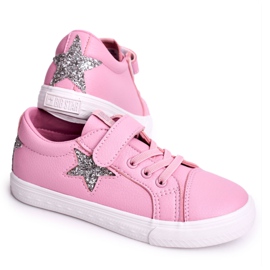 Tênis de couro infantil com estrela Big Star DD374104 rosa ['rosa']