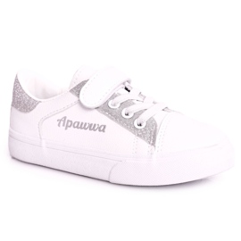 Apawwa Tênis Infantil Com Camila Brocado Branco e Prata
