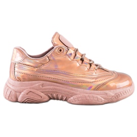 Ideal Shoes Tênis com efeito Holo rosa Ideal Shoes Tênis com efeito Holo rosa