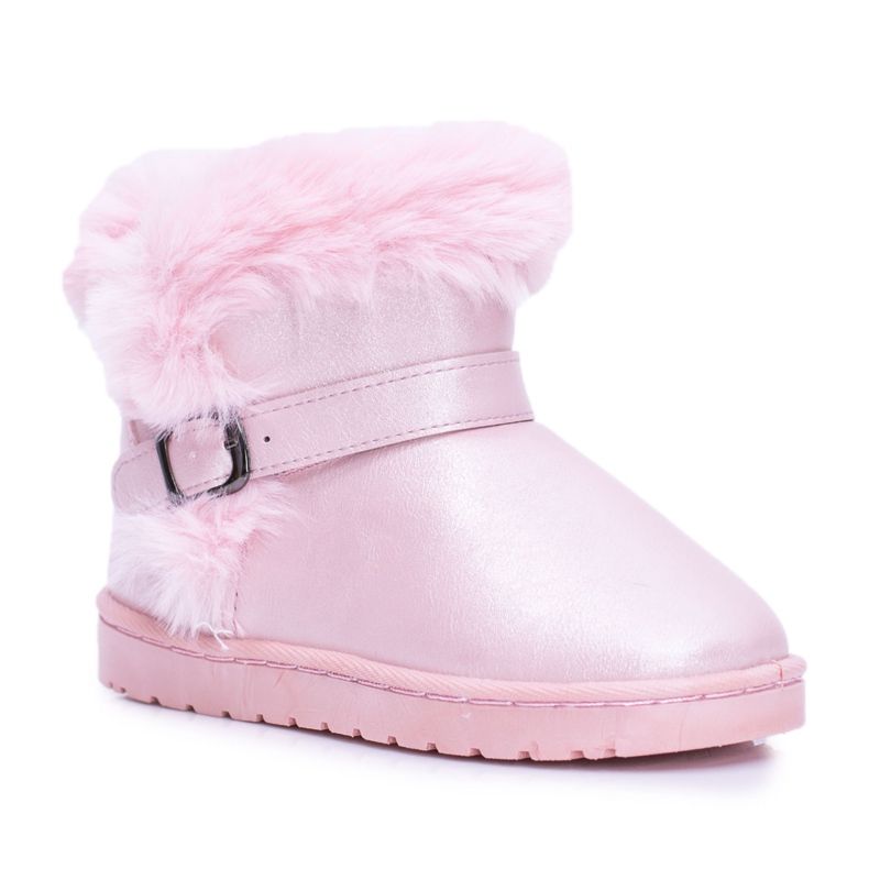 BUGO Botas de neve aquecidas para crianças com gelatina de pele rosa BUGO Botas de neve aquecidas para crianças com gelatina de pele rosa