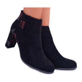 Botas femininas de salto alto Sergio Leone com flores rosa folk preto Eros 2 Botas femininas de salto alto Sergio Leone com flores rosa folk preto Eros 2