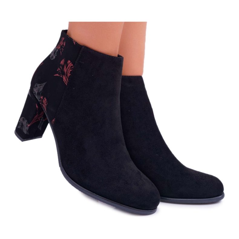 Botas femininas de salto alto Sergio Leone com flores rosa folk preto Eros 2 Botas femininas de salto alto Sergio Leone com flores rosa folk preto Eros 2