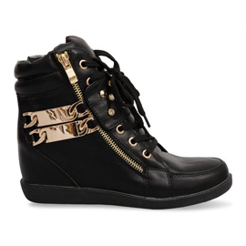 Tênis Tênis Com Botas Cunha Ovye WF100 Preto dourado Tênis Tênis Com Botas Cunha Ovye WF100 Preto dourado