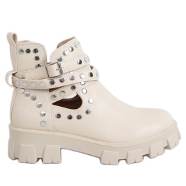 Botas cortadas com tachas bege NC1127 Bege