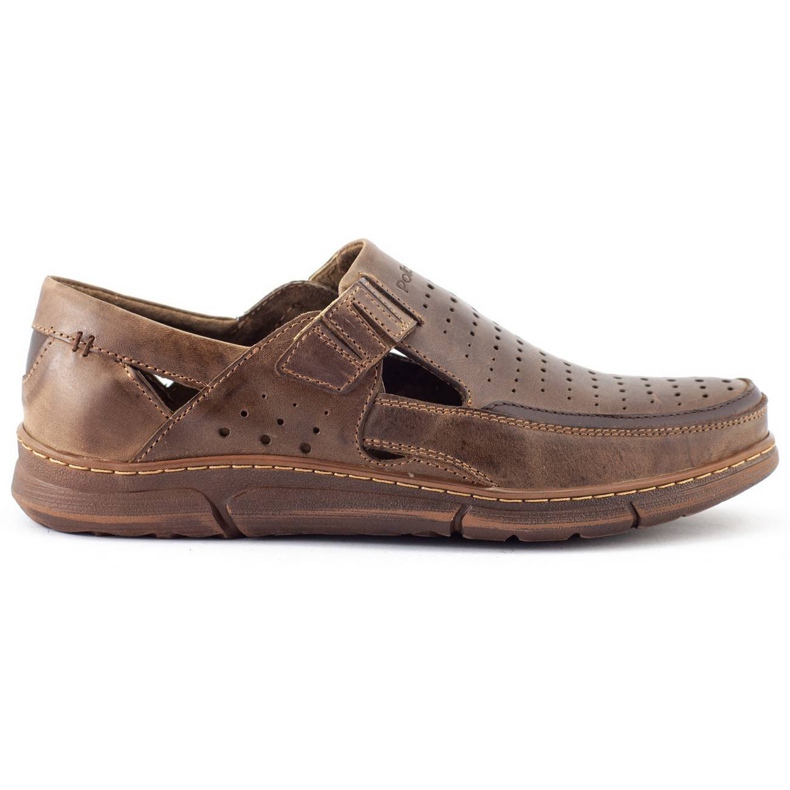 Polbut Sapatos masculinos Openwork para verão J73L marrom castanho