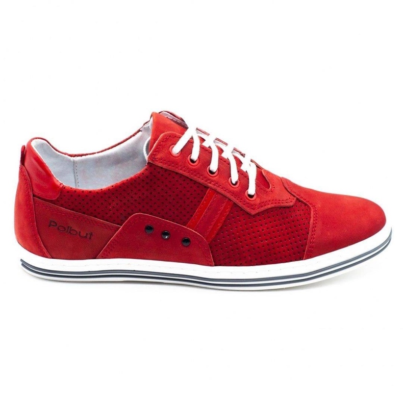 Polbut Sapatos masculinos casuais 1801P nobuck vermelho