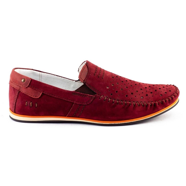 KOMODO Sapatos masculinos mocassins 876 verão cor de vinho vermelho