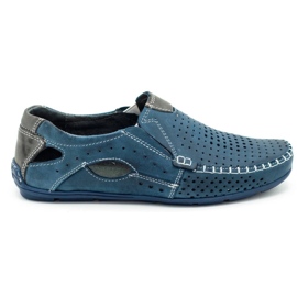 Olivier Sapatos masculinos mocassins 901 verão azul marinho