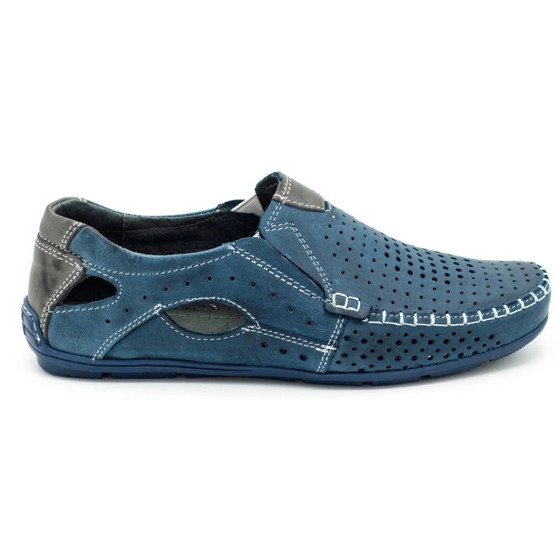 Olivier Sapatos masculinos mocassins 901 verão azul marinho