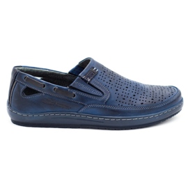 Polbut Sapatos masculinos mocassins perfurados J68 / 2L azul marinho azul-marinho