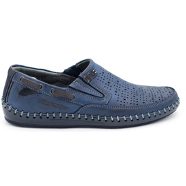 Polbut Sapatos masculinos mocassins perfurados J68L azul marinho azul-marinho