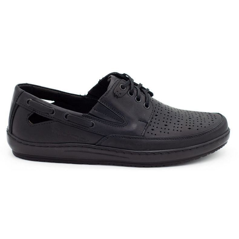 Polbut Sapatos masculinos, mocassins perfurados J69 / 2L pretos