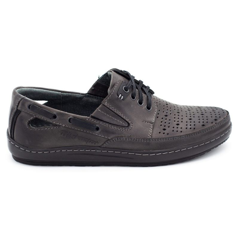 Polbut Sapatos masculinos, mocassins perfurados J69 / 2L cinza