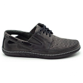 Polbut Sapatos masculinos mocassins perfurados J69 / 3L cinza Polbut Sapatos masculinos mocassins perfurados J69 / 3L cinza