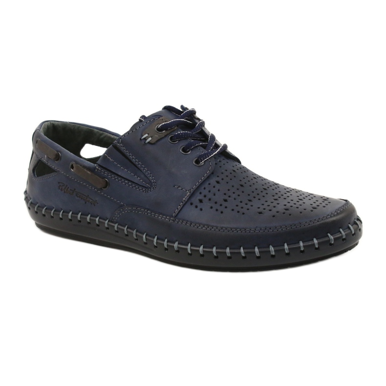 Polbut Sapatos masculinos, mocassins abertos J69L azul marinho