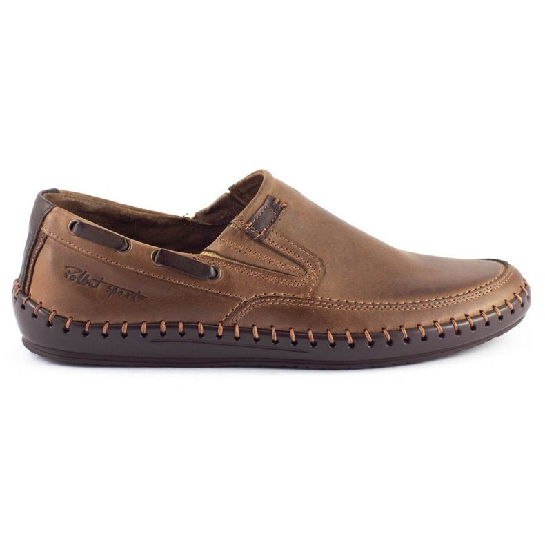 Polbut Sapatos masculinos mocassim marrons J68 castanho