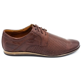 Sapatos masculinos perfurados 394A marrom castanho