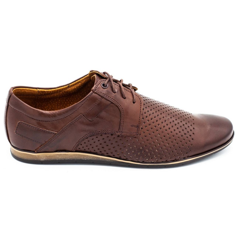 Sapatos masculinos perfurados 394A marrom castanho