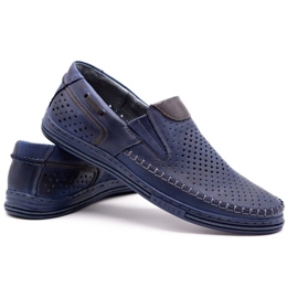 Polbut Sapatos de couro masculino 09 para o verão azul marinho