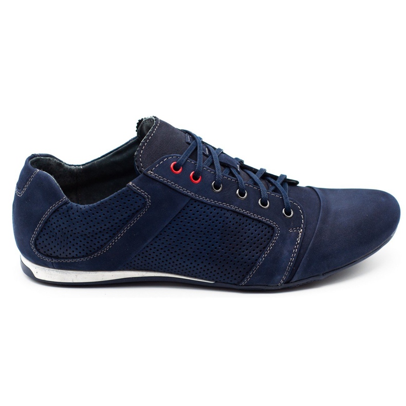 Lemar Sapatos de couro masculino 882 azul marinho