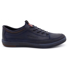 Polbut Sapatos masculinos casuais de couro K22 azul marinho com marrom azul-marinho multicolorido