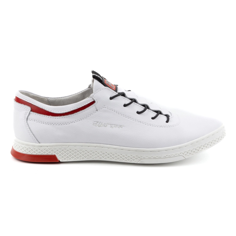 Polbut Sapatos casuais de couro masculino K23 branco com vermelho