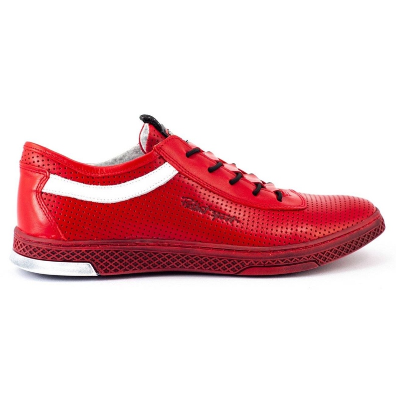 Polbut Sapatos casuais de couro masculino K23P vermelho