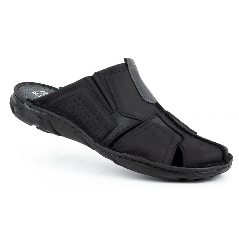 Polbut Chinelos de couro masculino 312 pretos