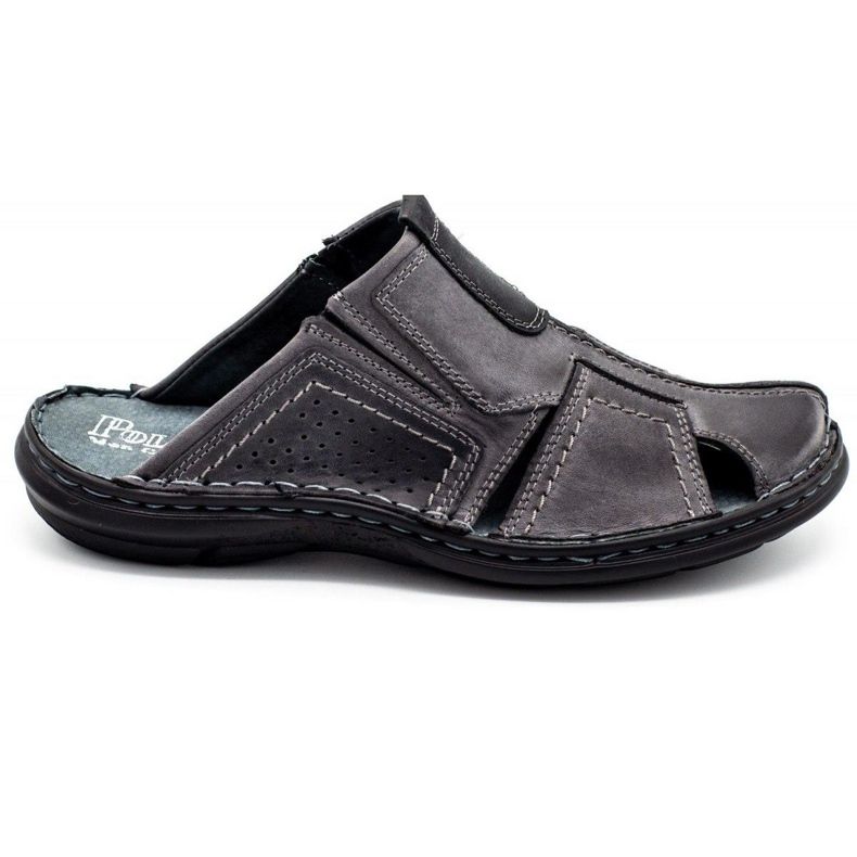 Polbut Chinelos de couro masculino 312 cinza
