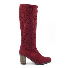 Olivier Botas bordô de salto alto bordô vermelho