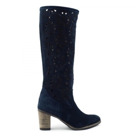 Olivier Botas de salto alto azul marinho com aberturas
