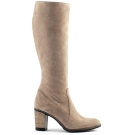 Olivier Botas quentes femininas em poste bege Olivier Botas quentes femininas em poste bege