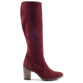 Olivier Botas femininas, isoladas no poste, marrons vermelho