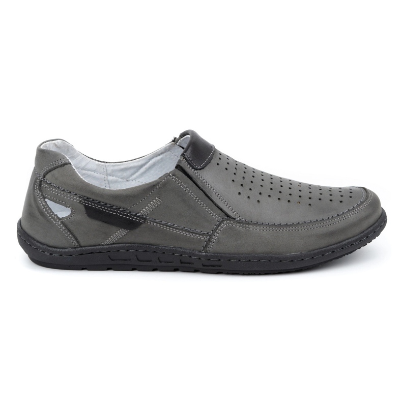 Olivier Mocassins masculinos de couro cinza para o verão 602